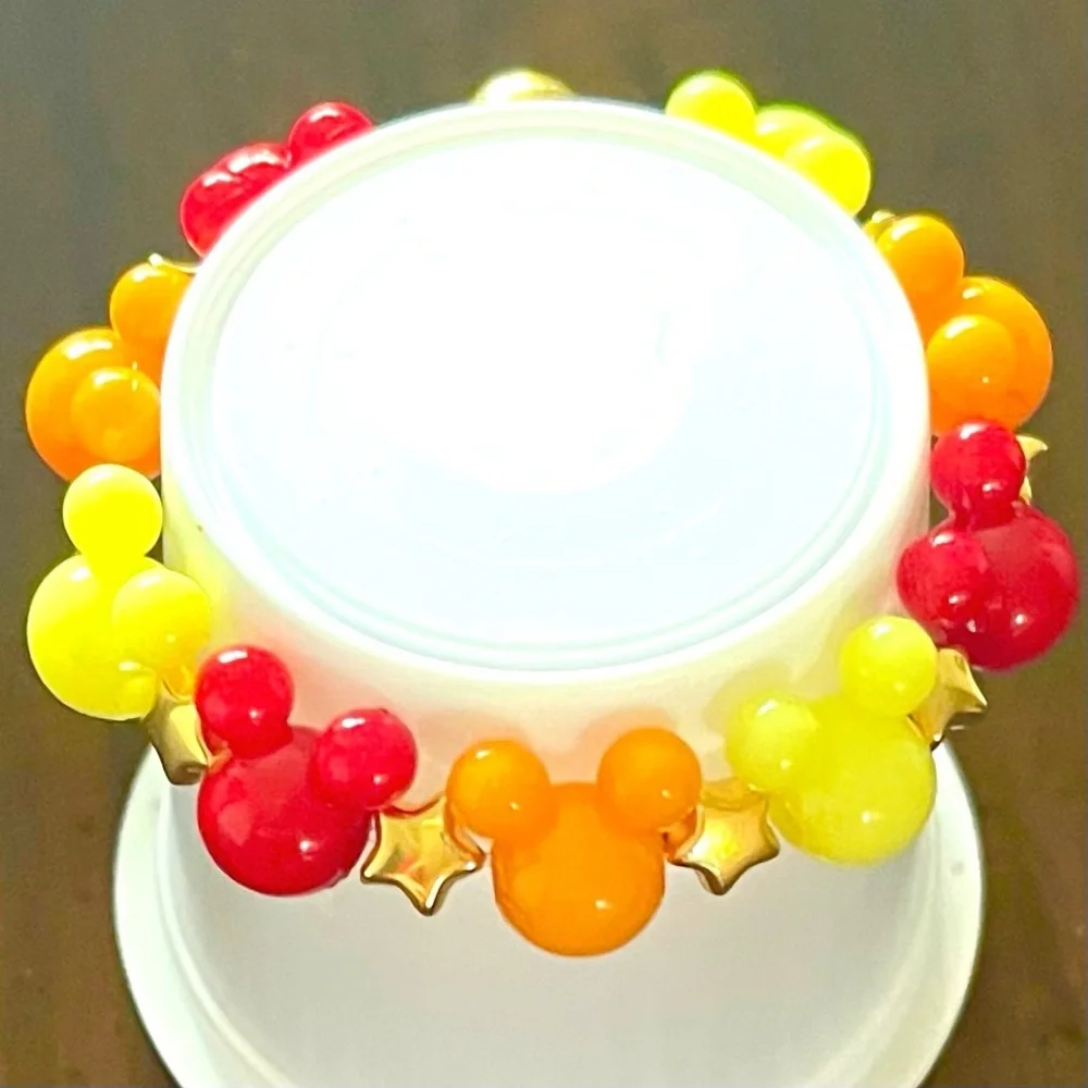 Stretch Bracelet w/ Mickey Mouse Charms & Gold Star Beads!